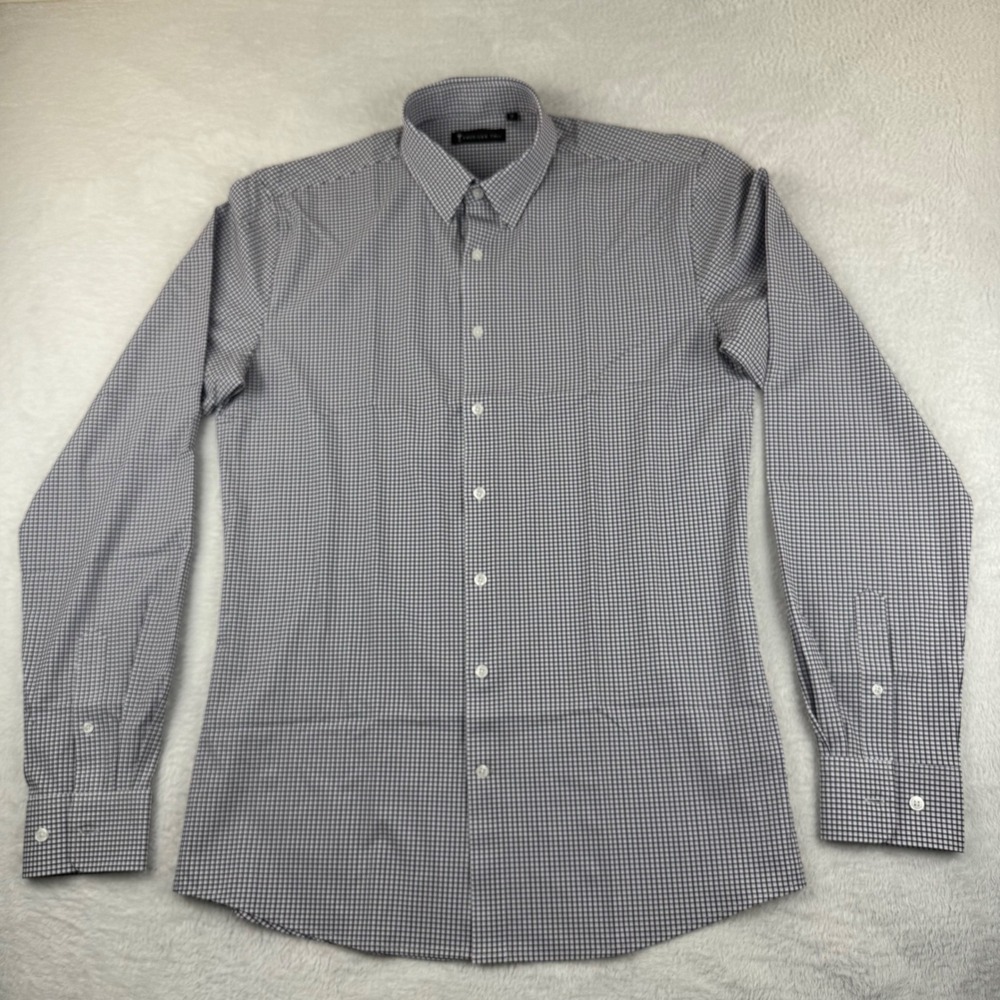 American Tall Traveler Stretch Dress Shirt Mens MT Purple Micro-Check Slim Fit